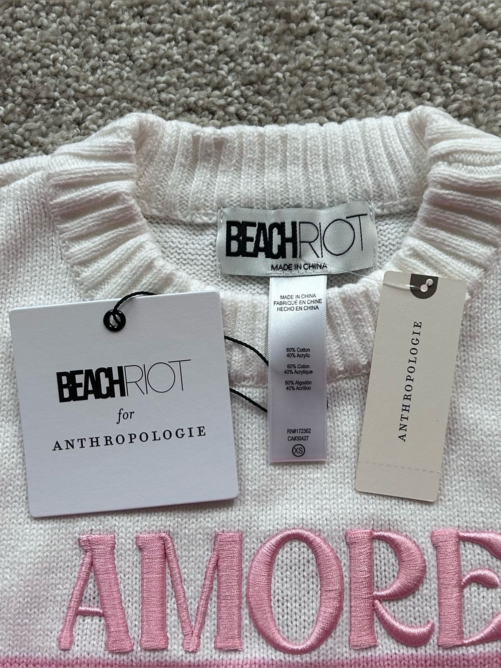 Anthropologie Beach Riot Callie Love Pink Long Sleeve Sweater Size XS NWT - Picture 6 of 10